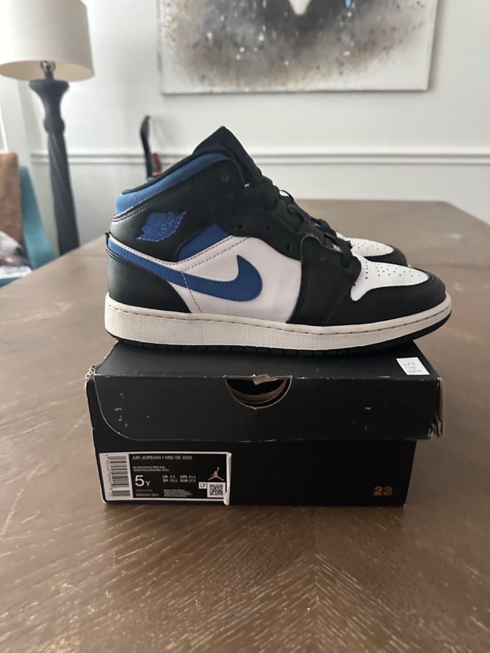 Air jordan 1 mid racer blue size 6y